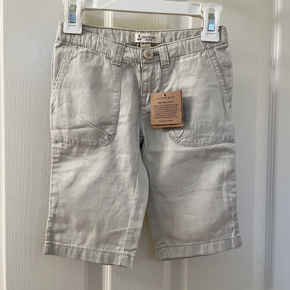 Lands' End Kids Light Stone Capri Pants Cotton Girls Size 5 NWT